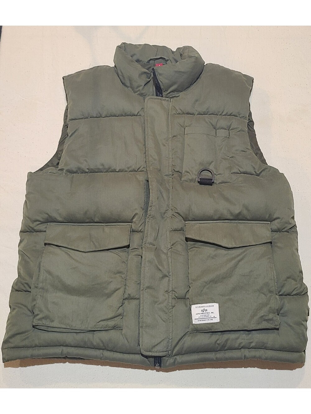 Alpha Industries Men's Olive Green Puffer Vest, Size Small, Polyester/Nylon